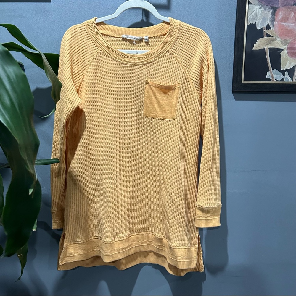 Soft Surroundings Waffle Knit Top Women’s Medium Orange Long Sleeve Tunic